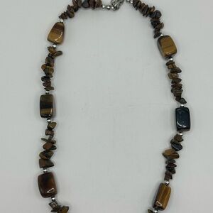 VINTAGE Tiger's Eye Stone Beaded Necklace